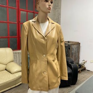 Marcel Kassini tan buttery soft leather lightweight blazer in perfect condition.